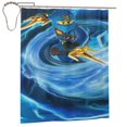 thumbnail image 1 of Cortina de ducha Ninjago, hermoso juego de cortinas de ducha con dibujos animados para niños, niñas, dormitorios universitarios, baño, accesorios de decoración de bañera a prueba de agua con 12, 1 of 1