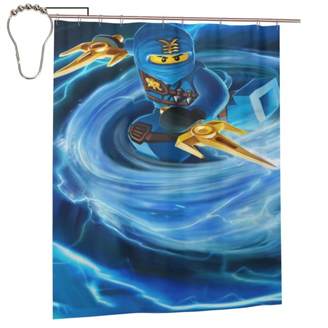 Cortina de ducha Ninjago, hermoso juego de cortinas de ducha con dibujos animados para niños, niñas, dormitorios universitarios, baño, accesorios de decoración de bañera a prueba de agua con 12