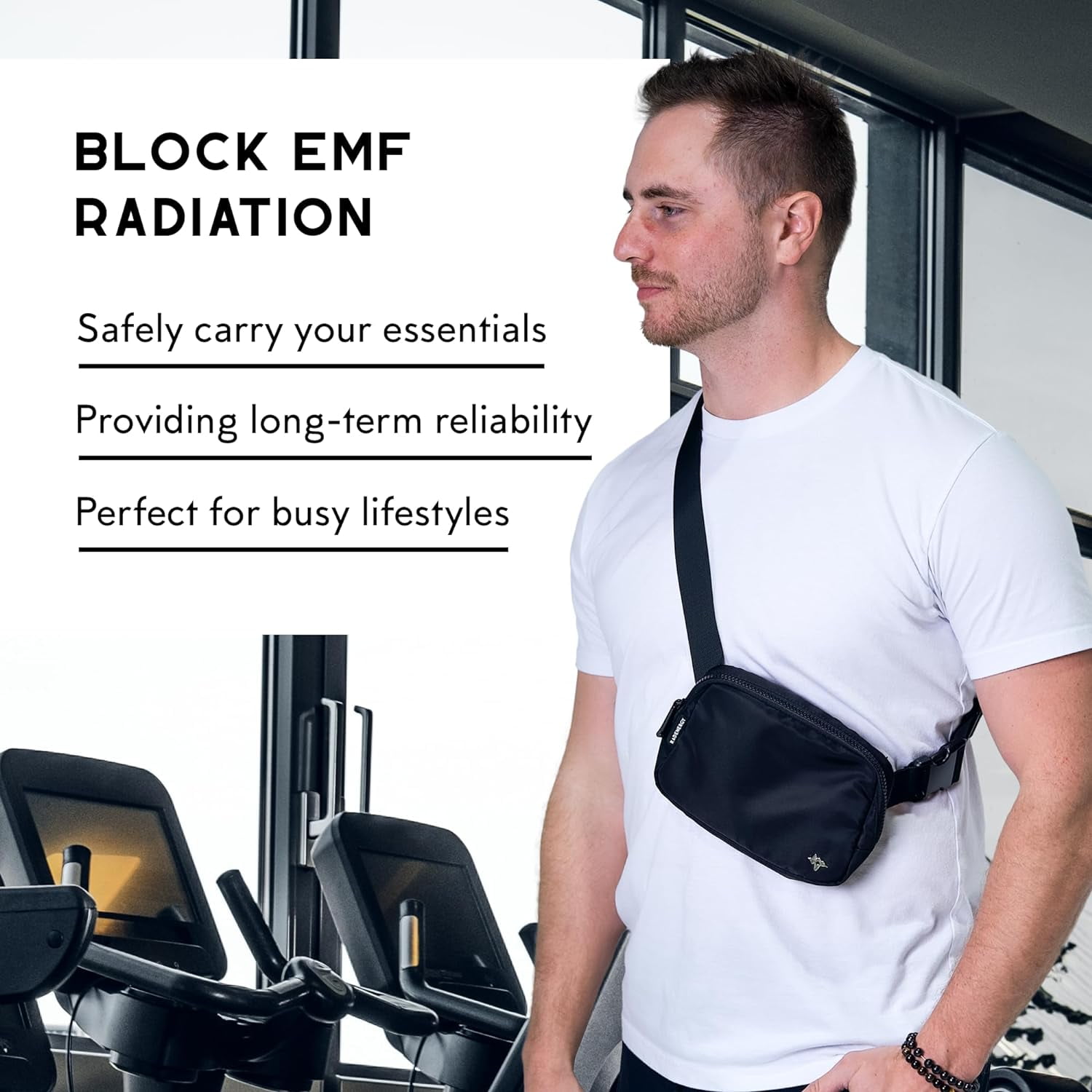 RadEnergy Faraday Crossbody Bag, Black, 1 Pack, Signal-Blocking RFID Holder for Men and Women, Nylon