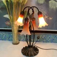 thumbnail image 3 of Bieye L10699 Lily Flowers Tiffany Style Blown Glass Accent Table Lamp Night Light with Blown Glass Shade for Bedside Living Room Bedroom Home Decoration, 4 Lights, Orange, 3 of 5