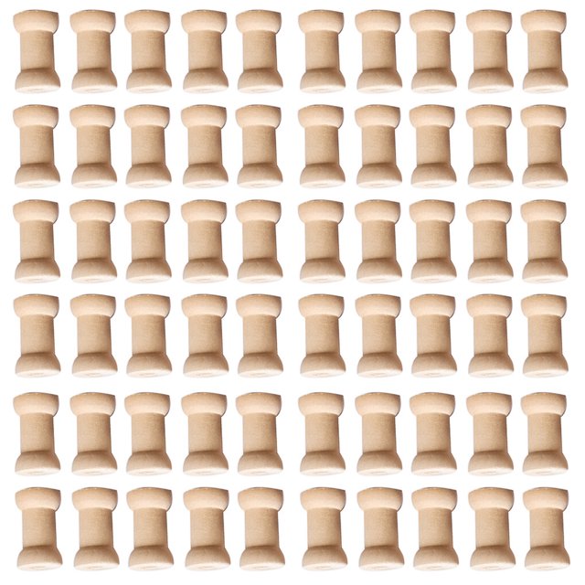 60Pcs Wooden Spools Empty Thread Reel Winding Tool Multifunctional Arts and Crafts Supplies Assortment Decor Hand Machine Sewing
