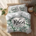 thumbnail image 2 of Vintage Wreath Queen Size Comforter Set, Green Eucalyptus Leaves Linen Texture Bedding for All Seasons, 4 Pcs Bed Set, 1Quiltcover (90"x92") ,1Sheet(94"x116"), 2Pillowcases (30"x20"), 2 of 9