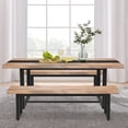 thumbnail image 3 of LAZZO 59" Dining Bench Set of 2, Farmhouse & Industrial Indoor Kitchen Bench for 6-8 People, Bed Bench & Shoe Bench, Brown, 3 of 10