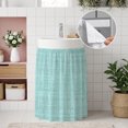thumbnail image 4 of Mint Green Cabinet Curtains 28"W x 35L, Farmhouse Vintage Teal Solid Color Modern Under Sink Skirt for Bathroom Vanity Kitchen Self Adhesive, Dust-Proof Privacy Curtain for Closet Shelves Laundry, 4 of 9