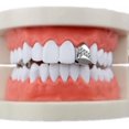 thumbnail image 2 of HAHDAXIA 2 Pcs Iced Out Teeth Grillz for Hip Hop Grills for Your Teeth Top and Bottom, Rapper Costume Cosplay Teeth Jewelry and Accessories - for Photo Video Shoots, Clubbing, 2 of 5