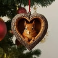 thumbnail image 6 of Kumdkd Heart-Shaped Animal Ornaments - Resin Wood Look Christmas Tree Decor, Realistic Wildlife Design, Red Ribbon Hanging, Perfect Gift‌, 6 of 7
