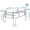 Clear Glass Coffee Table Metal Tube (AllBlack)