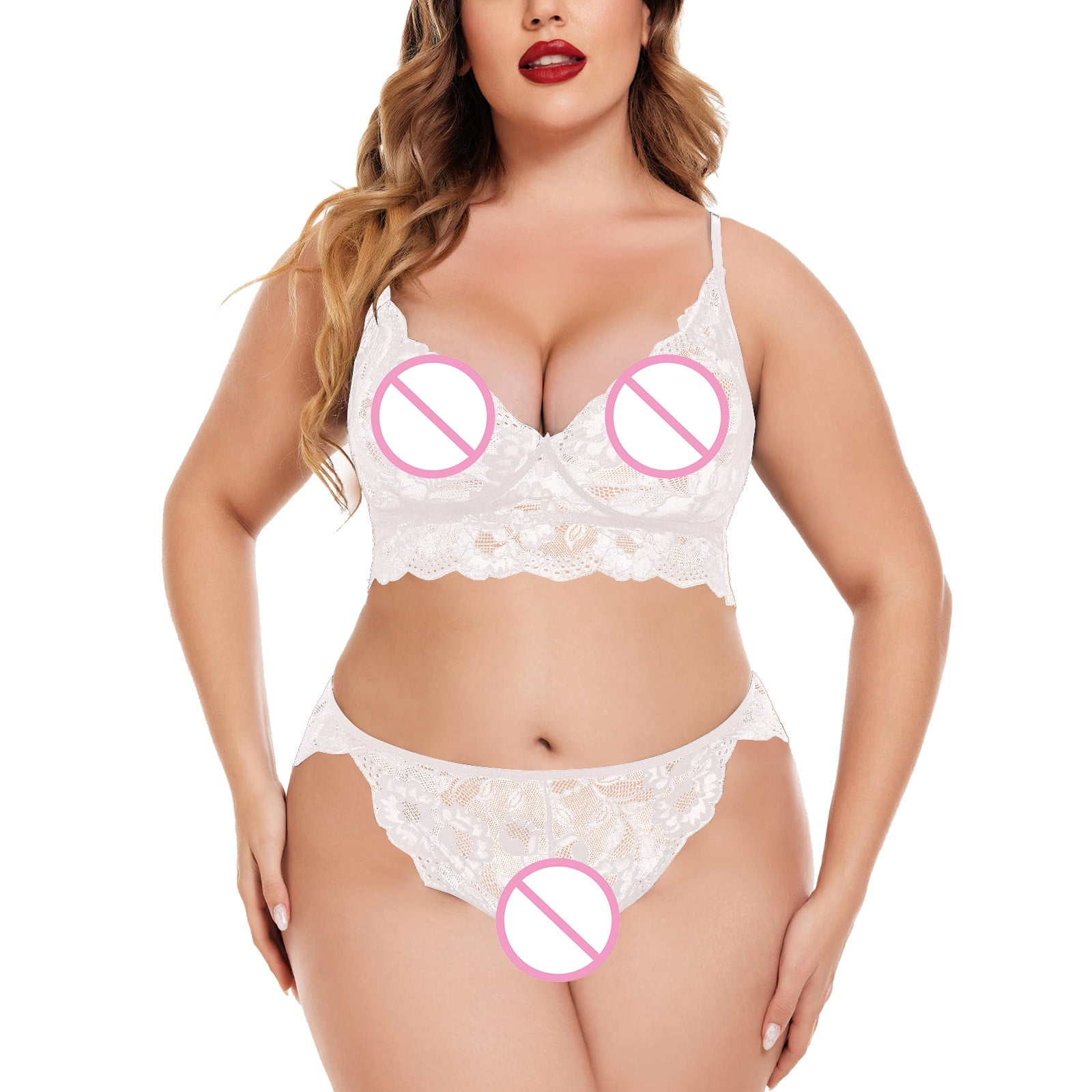 Plus Size Bikini Porn Puck - Lingerie For Women Naughty Plus Size Lingerie Lace Bodysuit Exotic Teddy  Lingerie Strappy Bra And Panty With Choker - Walmart.com