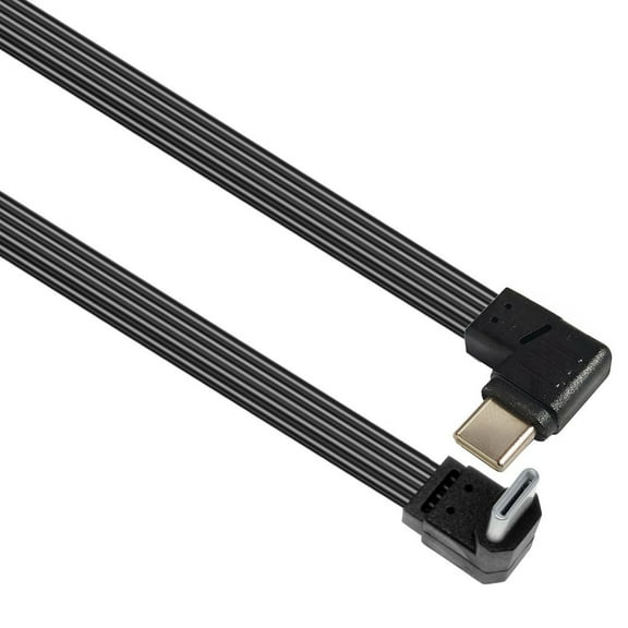 COOLHOOD Flat Flexible Right Angled 90 Degree Usb C Male to Type C Charging Data Cable 45W for Cellphone Laptop