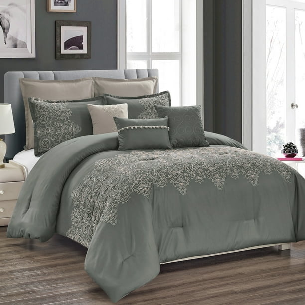 Bedding Paradise 7-Piece Luxury Embroidered Comforter Set ...