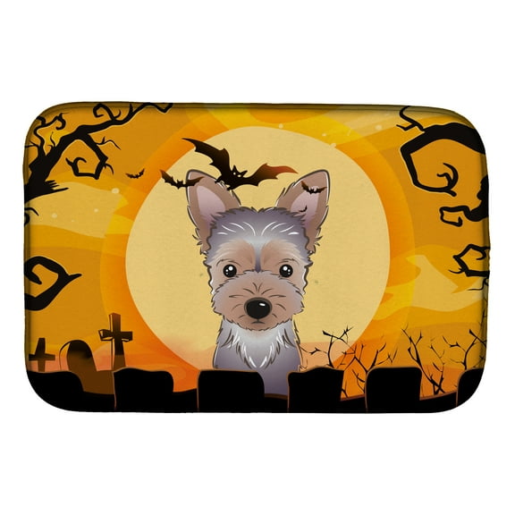 Halloween Yorkie Puppy Dish Drying Mat