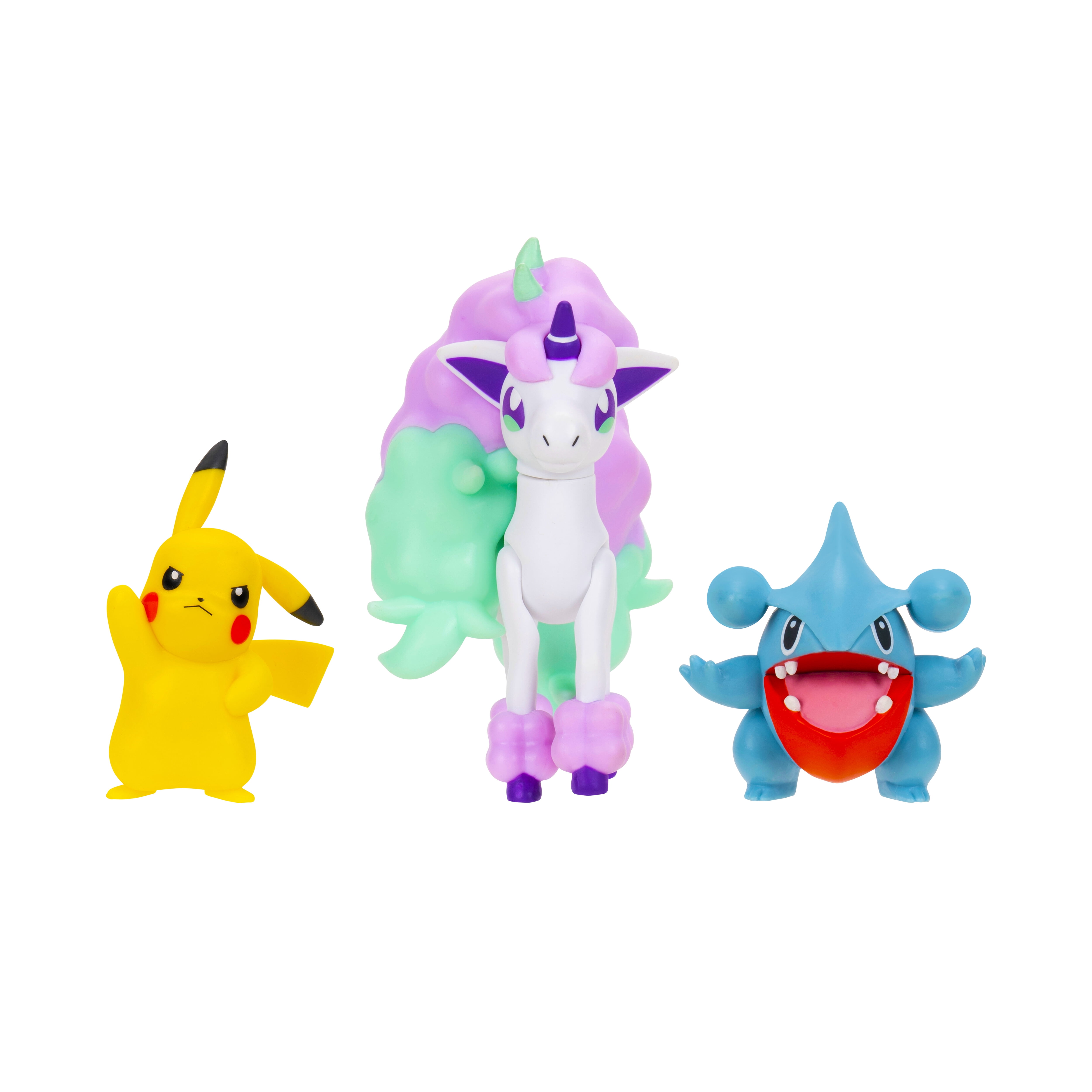 Pokemon Battle Figure Set - Collectible Gible, Pikachu & Galarian Ponyta Figures
