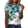 thumbnail image 1 of Gibobby Camisetas Mujer Baratas Manga Corta Camiseta tipo túnica informal para mujer, camiseta con cuello redondo, camiseta con estampado Floral degradado, cam(Verde,CH), 1 of 5