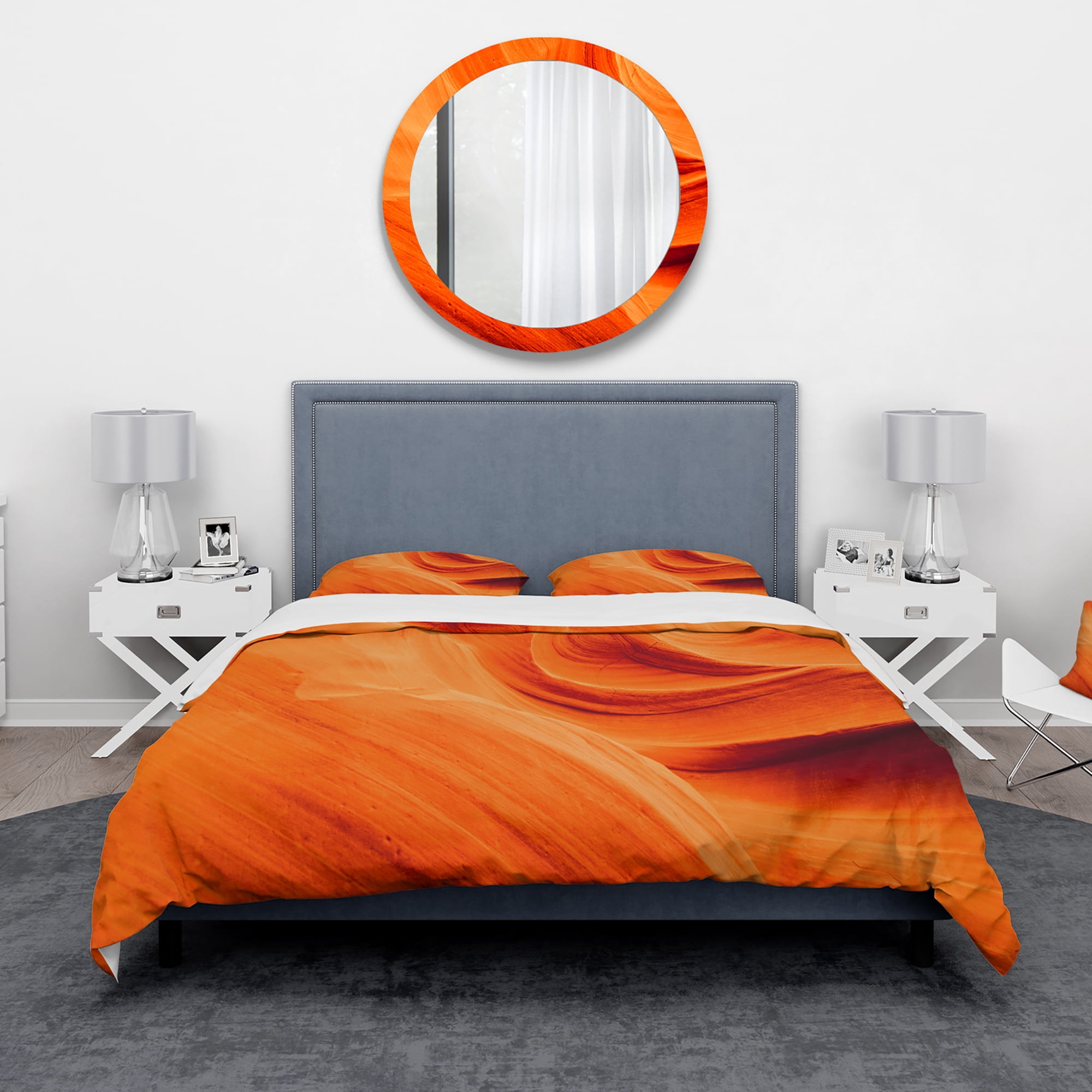 Designart 'Orange Upper Antelope Canyon' Landscape Duvet Cover Set