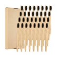 thumbnail image 1 of 32 piezas de cepillos de dientes de bambú biodegradables, cepillo de dientes natural, cepillo de dientes de bambú de madera compostable con cerdas delgadas y suaves para adolescentes y adultos (negro, 1 of 4