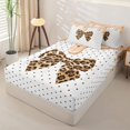 thumbnail image 2 of Manfei Brown Cheetah Print Bow Zipper Queen Comforter Set with Fitted Sheet and 2 Pillowcases,Sweet Cream Design Zipper Bedding Set,Polkadot Reversible,4-Piece, 2 of 7
