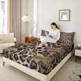 thumbnail image 4 of Feelyou Brown Rustic Cheetah Bed Sheets for Adult, Old Fashion King Sheets, Modern Leopard Print Sheet Set, Super Cozy Room Decor, 4-Piece, 4 of 7