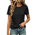 thumbnail image 5 of Josdec Women's Cotton Linen Blend Round Neck Short Sleeve Side Button Detail Casual Summer Beach Vacation Top S-XXXL, 5 of 7