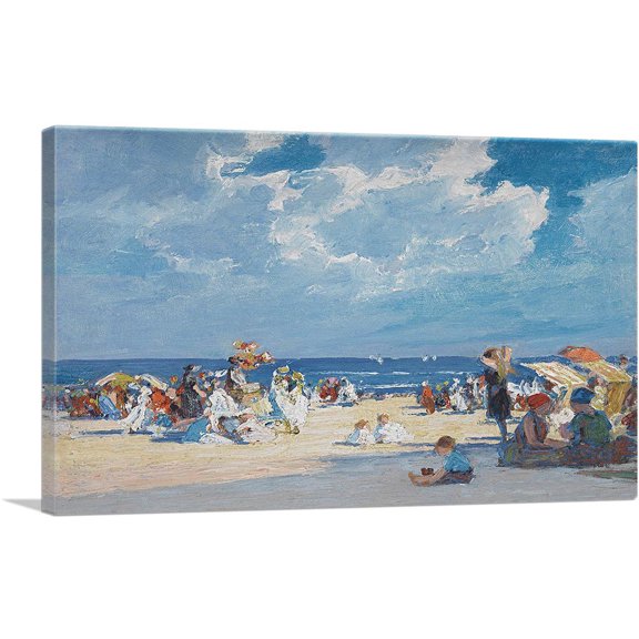 ARTCANVAS Beach Scene 1915 Canvas Art Print by Edward Henry Potthast - Size: 40" x 26" (1.50" Deep)