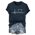 thumbnail image 2 of NAMTYQX Cute Tops for Women Gemusterte Cool Crewneck Stretch Print Short Sleeve Casual Plus Size Loose Fitting Summer Tops for Women 2025 Navy Size L, 2 of 5