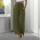 thumbnail image 1 of Pantalones De Pierna Ancha Pantalones holgados de mujer Pantalones casuales de lino de algodón sólido Pantalones femeninos (verde militar S) Cgtredaw para Mujer ejercito verde T S, 1 of 6