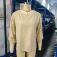 thumbnail image 6 of Warop Women's Adjustable 3/4 Sleeve Tops Round Neck Side Button Decorated Loose Casual Solid Color Blouses, 6 of 7
