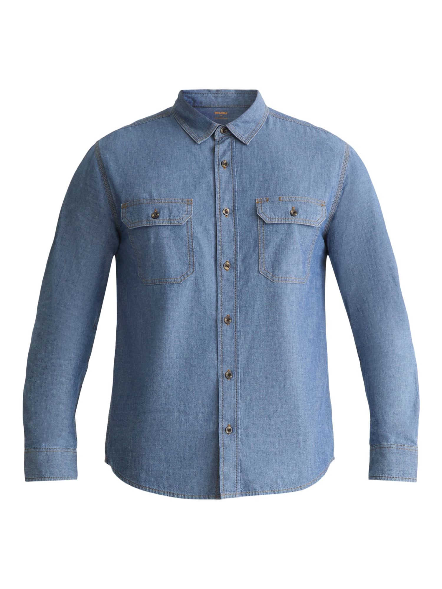 Brahma Men’s and Big Men’s Chambray Shirt with Long Sleeves, Sizes S-3XL