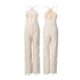 thumbnail image 2 of GXFC Women Elegant Jumpsuit Lace Spaghetti Straps V Neck Backless One Piece Wide-Leg Jumpsuits Long Romper Bodysuit, 2 of 9
