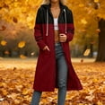 thumbnail image 2 of Enjoytime Long Hoodies for Women Patchwork Long Sleeve Zip Up Hoodie Fall Winter Casual Loose Oversized Sweatshirt with Pockets Wine XL, 2 of 6
