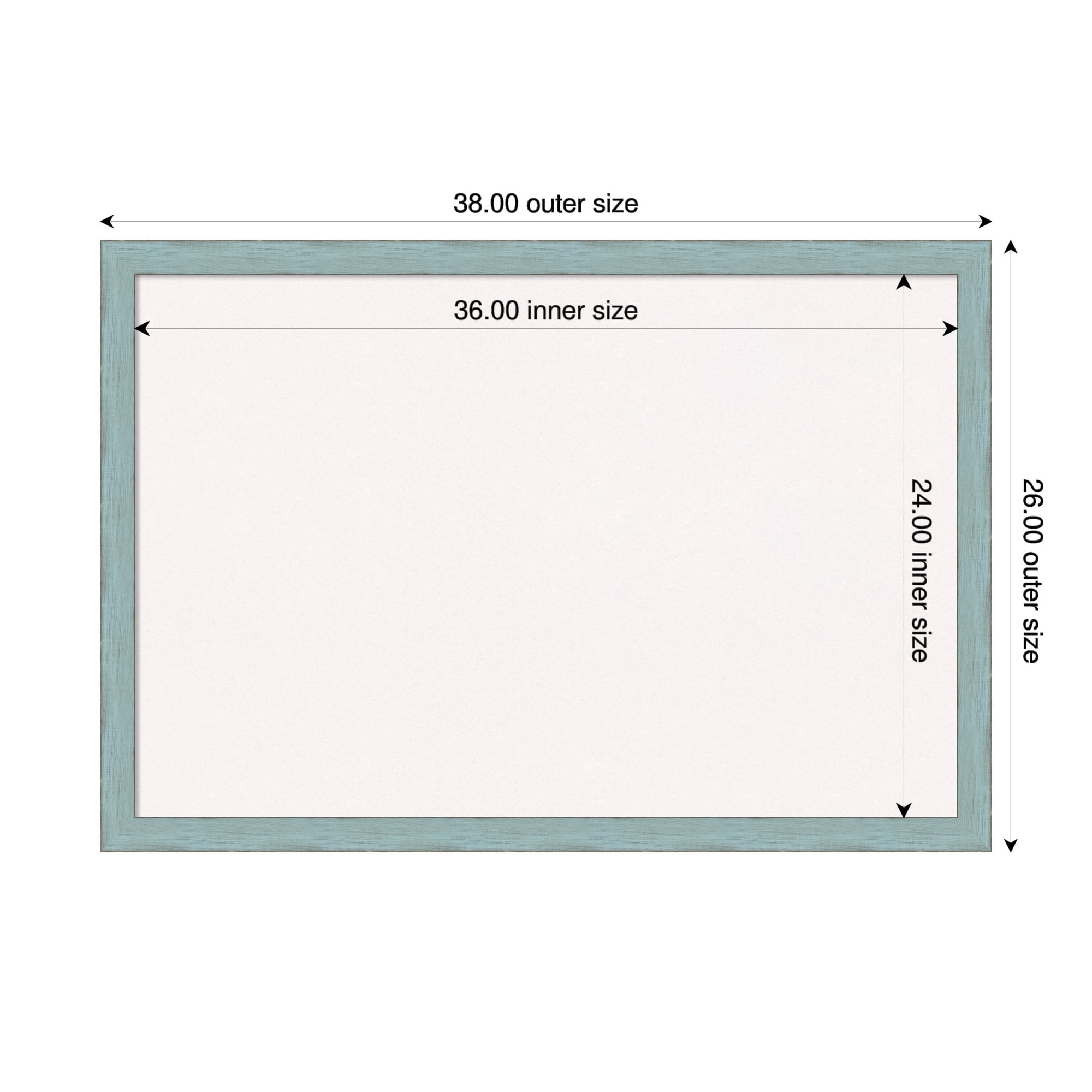 Amanti Art White Cork Board Wood Framed Sky Blue Rustic Bulletin Board 38 in. x 26 in.