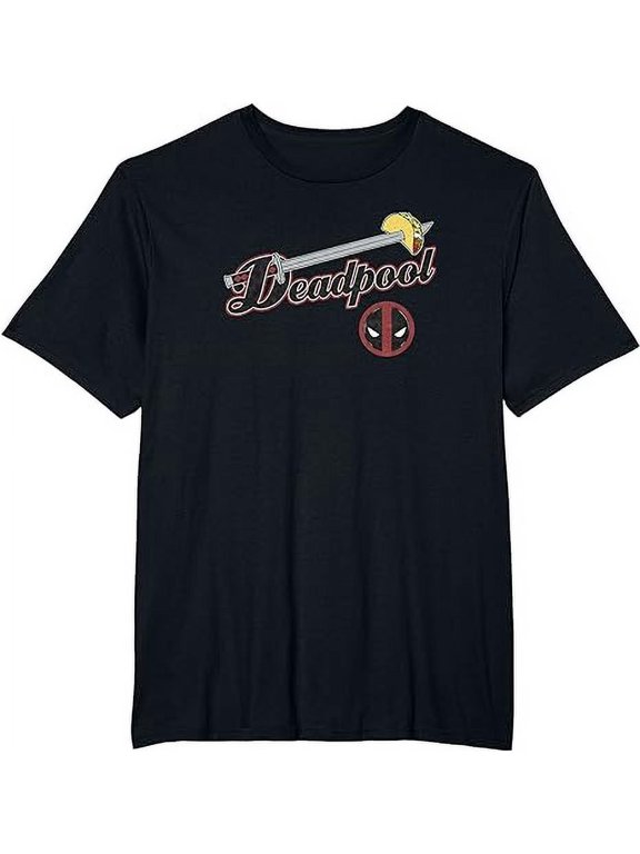 Marvel Comics Retro Classic Deadpool Sword Taco Logo T-Shirt
