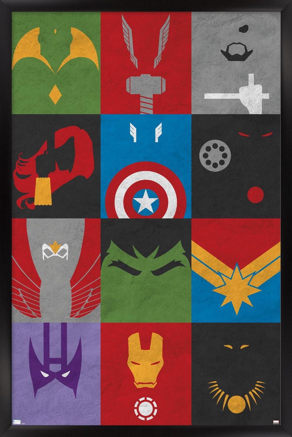 Marvel Comics - Avengers - Grille minimaliste Affiche Murale
