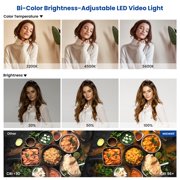 Neewer 2-Pack Bi-Color 660 LED Video Light Kit, 3200-5600K CRI96+, Dimmable, with Barndoor & 75 Stands, for Studio