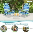 thumbnail image 4 of YYAo Folding Beach Chair, Portable Reclining Beach Chair, 2 Packs 5-Position Outdoor Folding Backpack Beach Table Chair Reclining Chair Set-Blue, 4 of 9
