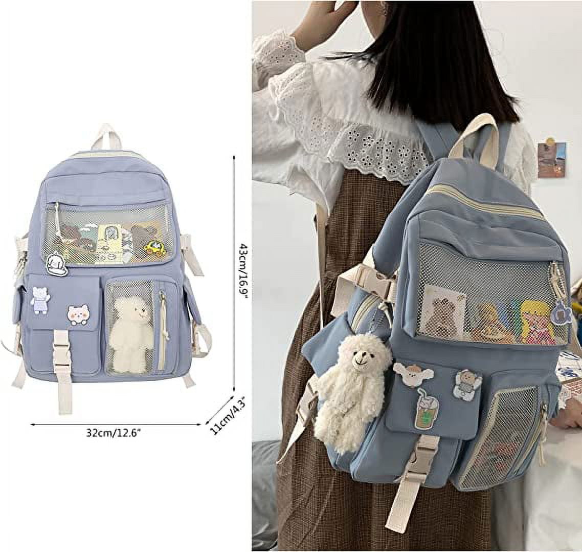 Cute Aesthetic Plush Pendant Kawaii School Backpack with Cute Pin  Accessories - China Kids School Bag and Student Backpack price