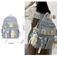 thumbnail image 5 of Backpack with Cute Pin Accessories Plush Pendant Kawaii School Backpack Cute Aesthetic Backpack Blue, 5 of 5