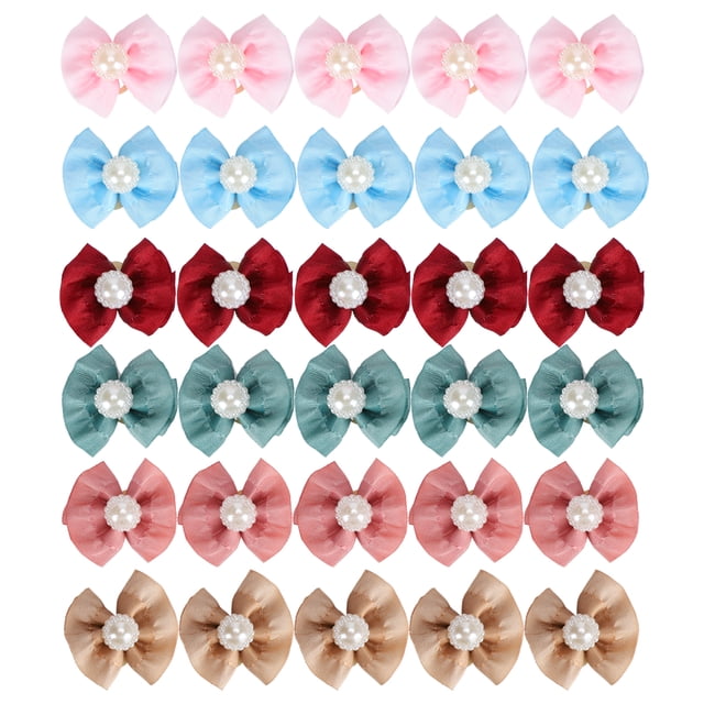 Pet Hair Bows, Pet Hair Bows With Rubber Bands Pet Grooming Bows, 30Pcs For Dogs/ Cat Party And Wedding