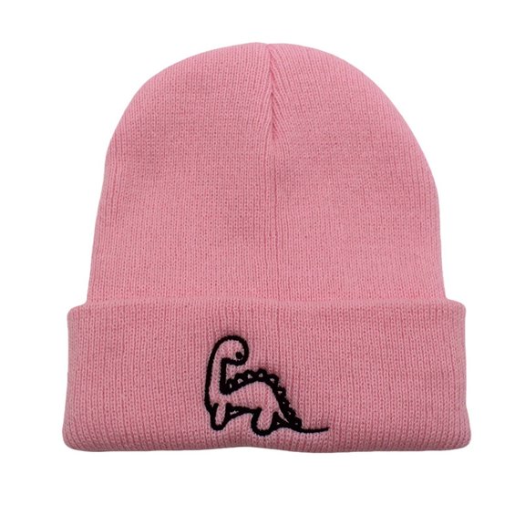 AWZXDE Winter Dinosaur Knit Hat For Toddlers Boys Girls Toddler Hat Animal Themed Ear Warmer Soft Yarn Cap Child Pink