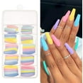 thumbnail image 2 of Nail Sequins 100Pcs Colorful Acrylic False Long Coffin Nails Fake Nails Flat Shape Art Tips Natural Full Cover Fake Nail Tips Manicure Tools Nail Art (Color : Pointed c5), 2 of 7