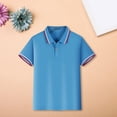 thumbnail image 2 of KAUOD Boys School 𝗨niform Polo Shirts Short Sleeve Striped Lapel Collar Tops Summer Preppy Trendy Casual Pullover Shirt, 2 of 9