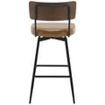 thumbnail image 4 of ANMINY Swivel Bar Stools Set of 3, 29" Seat Height, Upholstered Faux Leather Counter Barstools with Wood Backs and Metal Legs, Counter Height Bar Stool for Kitchen Island, 4 of 9