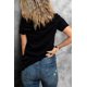 thumbnail image 1 of ABPHQTO Camiseta casual con círculo de rayas de arco iris sobre hielo de hockey negro para mujer, 1 of 5