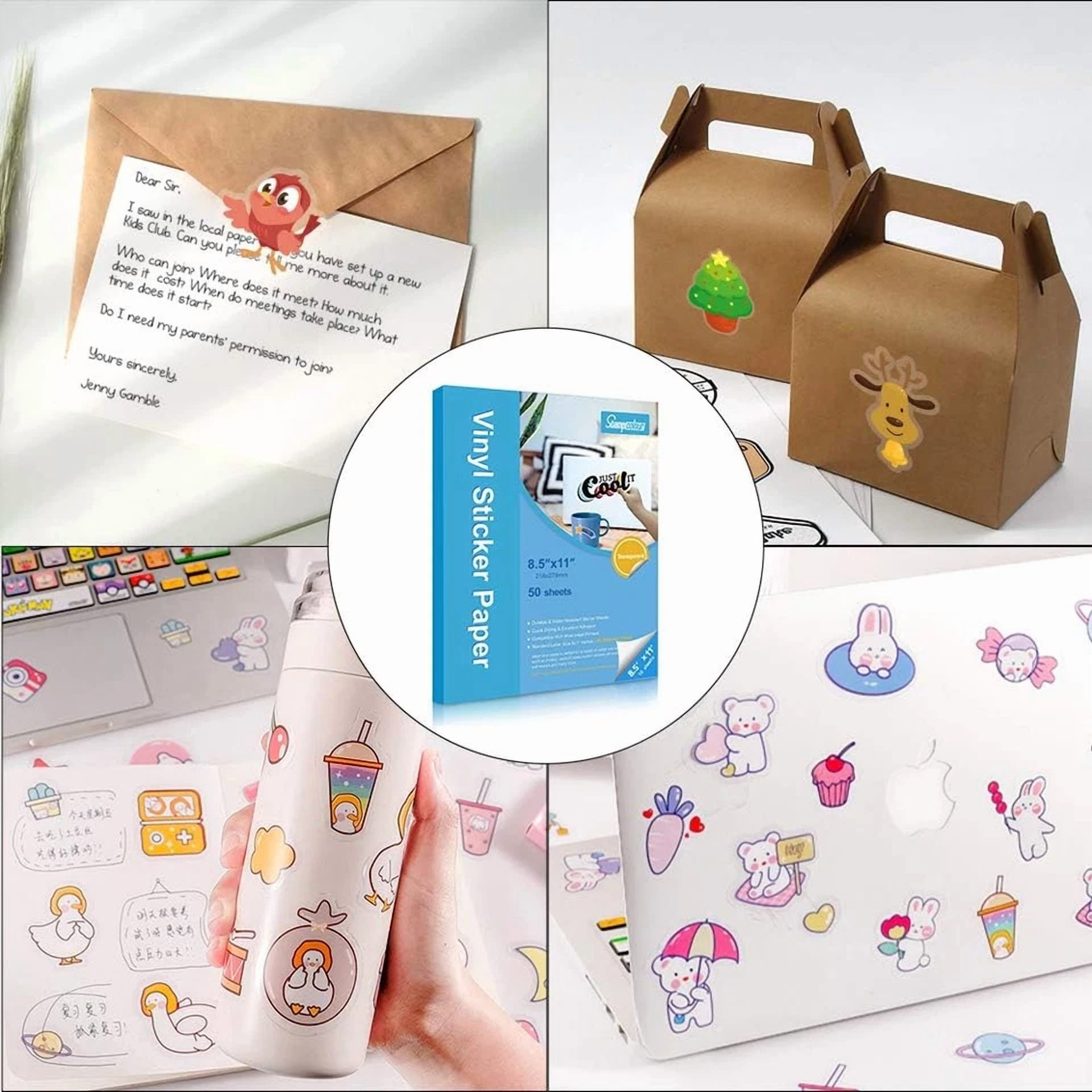 BUTTERFLY- Printable Vinyl Sticker Paper,Transparent 30 Clear Self-Adhesive Sheets,No-Water