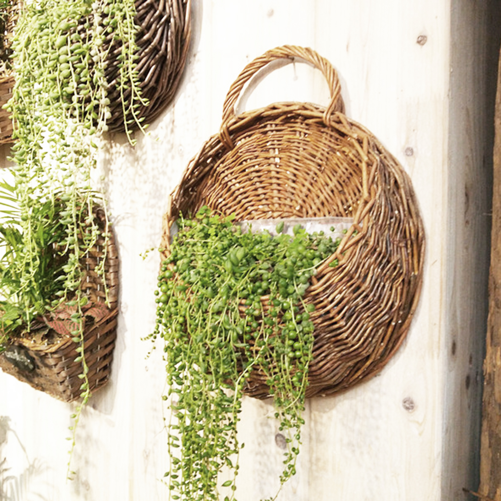Panier Suspendu En Rotin Tissé Main - 31x25 Cm - Avec Doublure Imperméable - Décoration Intérieur Ou Extérieur