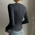 thumbnail image 4 of Womens' Crewneck Long Sleeve Slim Fitted Casual Top T-Shirts Stretchy Basic Shirt Black XL, 4 of 4