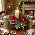 thumbnail image 5 of YIKA Christmas Candlestick Wreath White And Red Pines Cones Pines Branches Green Plant Decoration Suitable For Candle Centerpiece C, 5 of 6