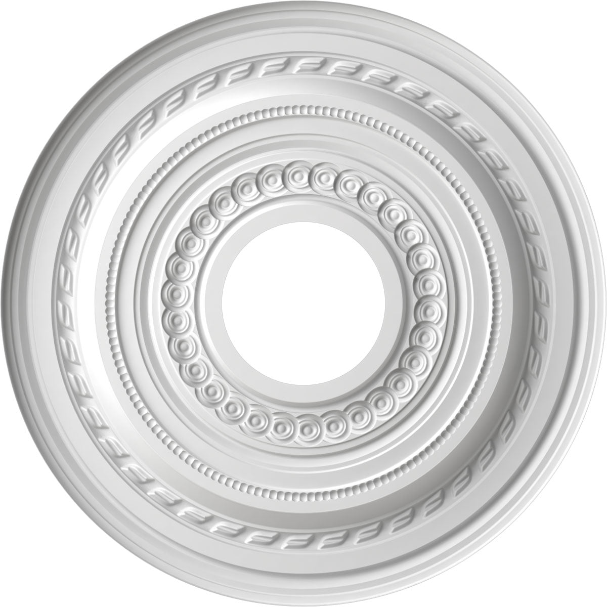 Ekena Millwork 13"OD x 3 1/2"ID x 3/4"P Cole Thermoformed PVC Ceiling Medallion (Fits Canopies up to 4 1/4"), Bright Coat Chrome