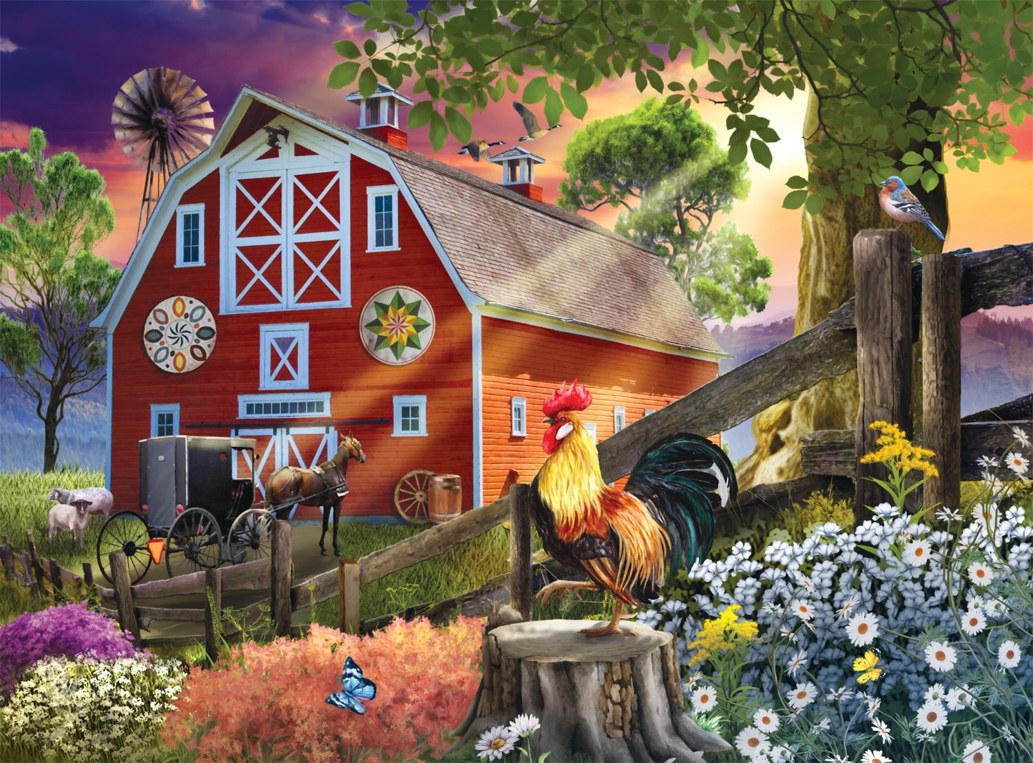 Baumann ＆ Baumann　Spiel Raume Buffalo Games 1000-Piece Tom Wood Morning at the Farm