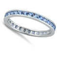 thumbnail image 4 of CHOOSE YOUR COLOR Simulated Aquamarine Elegant Ring Sterling Silver Band Blue CZ Female Size 7, 4 of 4