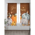 thumbnail image 2 of Sheer Curtains 63 inches Long, Pumpkin Thanksgiving Fall Bird Give Thanks Brown Light Filtering Sheer Window Curtains Rod Pocket Voile Drapes for Bedroom Living Room, 52"W x 63"L 2 Panels, 2 of 7